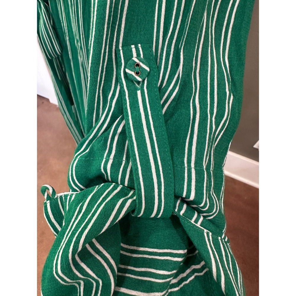 NWT Anthropologie Maeve Martina Belted Shirt Dress Sz 10 Green Striped Coastal - Picture 10 of 16